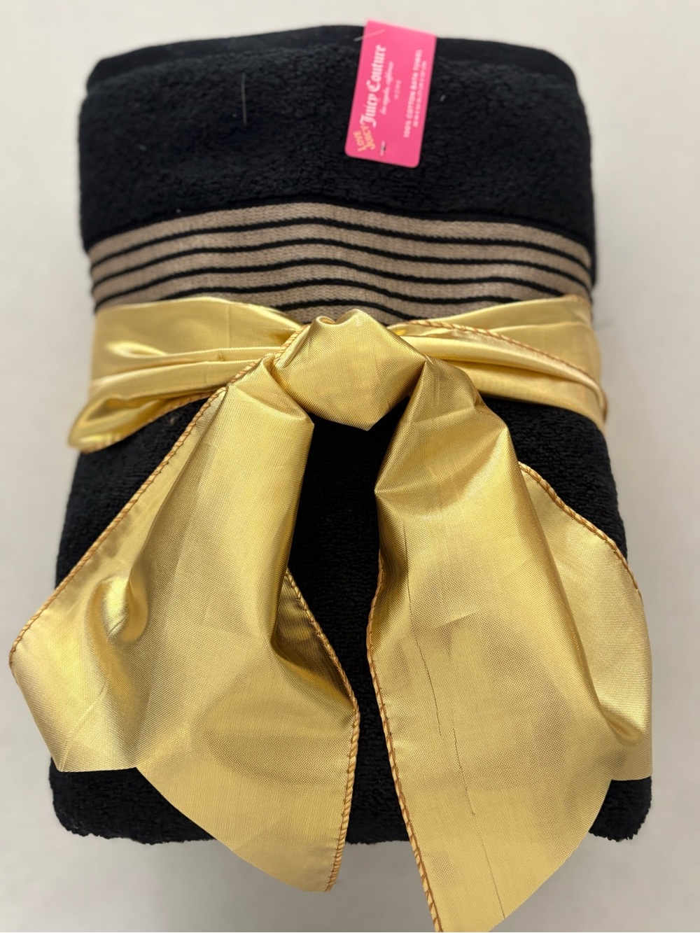 Juicy Couture Two Black Bath Towels with Gold Trim